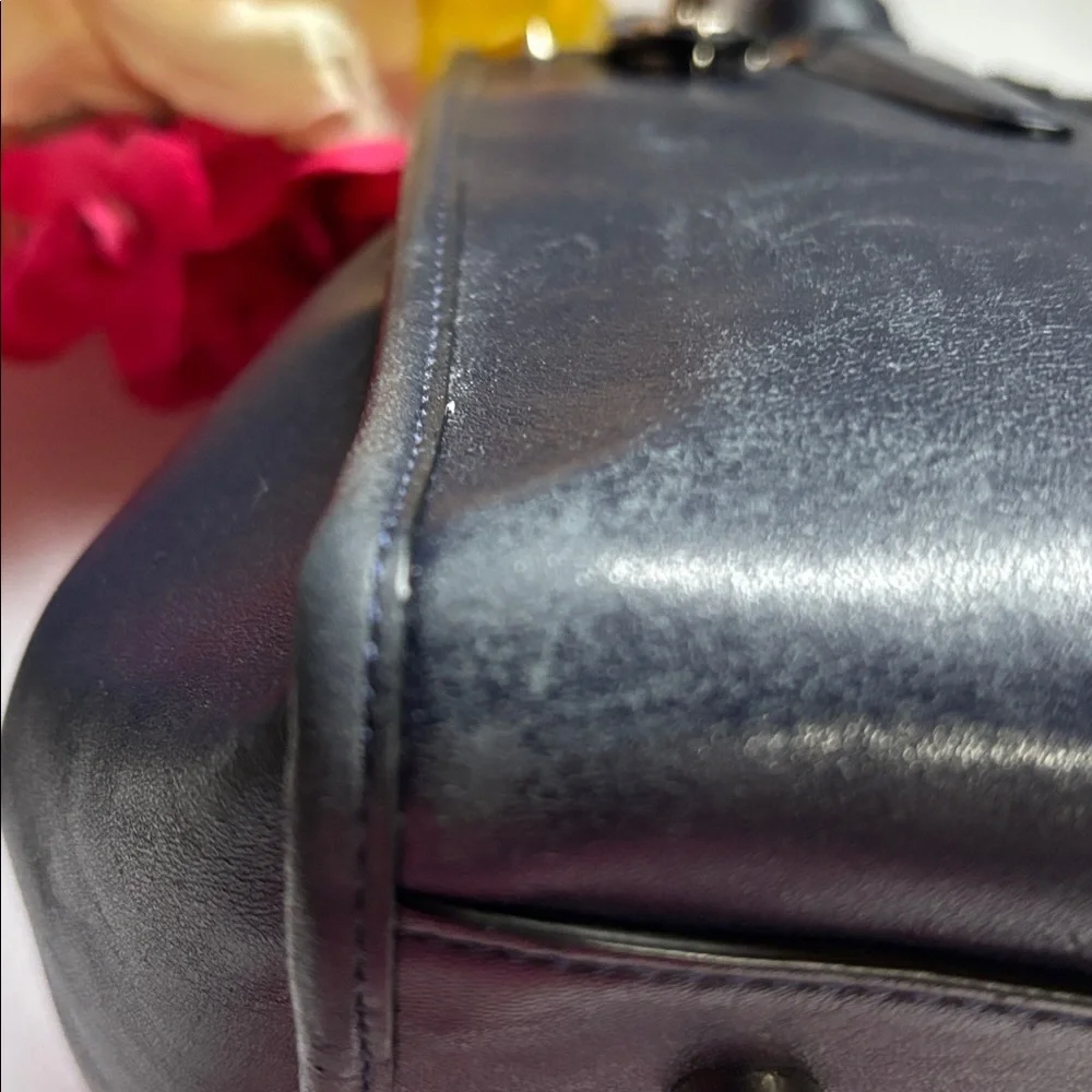 Coach Crosby Carryall with Floral Rivets in navy leather Coach NAVY BLUE LEATHER